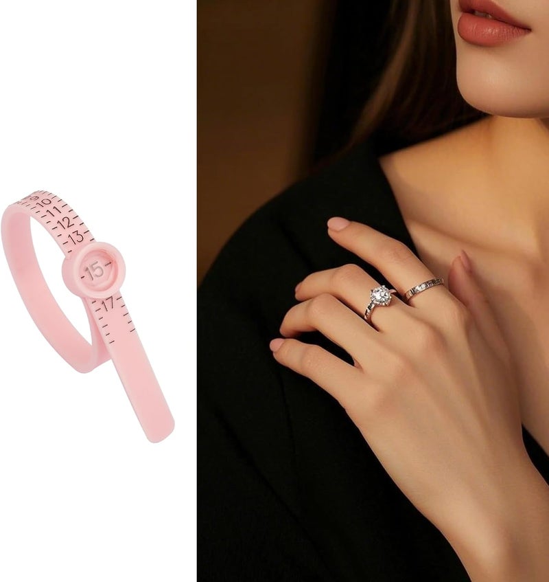 TUNQISM 1-17 USA Rings Size Upgraded Ring Sizer Measuring Set Reusable Finger Size Gauge Measure Tool Jewelry Sizing Tools (Pink) - Image 3